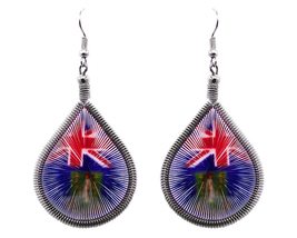 British Virgin Islands Flag Graphic Silk Thread Teardrop Dangle Earrings - Women - £11.86 GBP