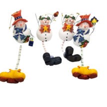 Snowman Christmas Ornament Set Hanging Long Legs Dangle Silly Funny Holiday Xmas - £23.93 GBP