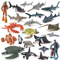 22Pcs Jumbo Sea Creatures Toys Scuba Diver Toy Set For Kids Whale Toy Figure Sea - £73.48 GBP