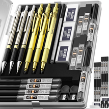 Nicpro Gold Mechanical Pencils Set, 3 PCS Metal Drafting Pencil 0.5 Mm &amp; 0.7 Mm  - £15.33 GBP