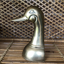 Vintage Brass Mallard Duck Head Bookend Doorstop 6.5&quot;  Mid Century Boho Art Deco - £12.19 GBP