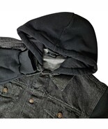 Original Deluxe Supply Men&#39;s Denim Hoodie Jacket Black Jean Coat Lg Stre... - $754.16 MXN