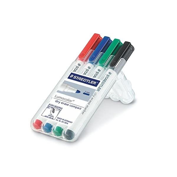 Staedtler 341 WP4 Compact Dry Wipe Marker Assortedt Wallet Of 4 Pens  - $12.00