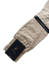 Punto Italian Mens Dress Socks Egyptian Cotton 10-13 Khaki Polka Dot Made Italy  - £22.49 GBP
