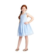 Cat &amp; Jack Girl&#39;s Dress Sleeveless Ruffled Tulle Light Mermaid Heart Blu... - £14.58 GBP