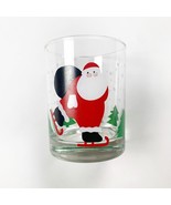 Vintage ARCOROC Santa on Skates Tumbler Rock Glass Christmas Tree &amp; Snow... - $144.69 MXN