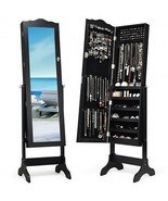 Mirrored Lockable Jewelry Cabinet Armoire Organizer Storage Box-Black - ... - $249.27 CAD