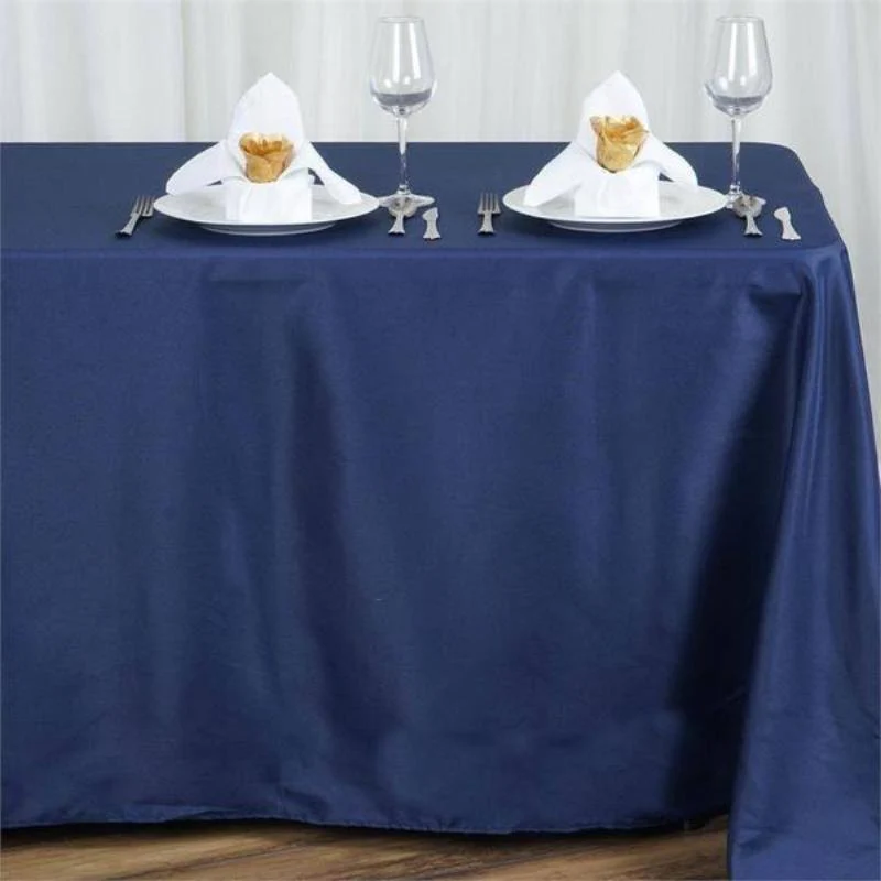 Navy Blue - 10PCS 90x156&quot; Polyester Rectangle Tablecloths Wedding Party - £197.56 GBP