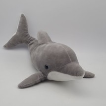 Sea World 18&quot; Gray White Bottlenose Dolphin Blue Eyes Plush Stuffed Animal - £19.01 GBP
