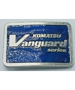 Vintage 1985 Komatsu Vanguard Series Pewter and Blue Enamel Belt Buckle - $14.80
