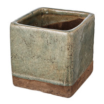 A&amp;B Home Heavy Crackle Finished Small Square Planter Slate Gray 6X6&quot; Set... - £41.25 GBP