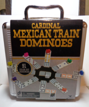 Mexican Train Dominoes Game in Aluminum Carry Case for Families and Kids... - $25.74