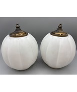 Vtg White Glass Replacement Globes Swag Hanging Round Bronze Tone 2 Pc C... - $60.88