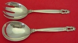 Acorn by Georg Jensen Sterling Silver Salad Serving Set 2pc FH All Sterling 8&quot; - £308.58 GBP