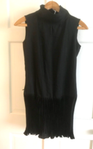 Vtg 60s flapper style  Black Drop Waist Pleated Skirt Sleeveless Mini GoGo Dress - £35.78 GBP
