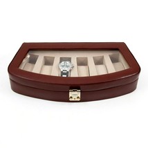 Bey-Berk  Watch Box Genuine leather Brown 6 Watch Case Glass Top - $109.95
