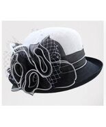 British Lady Derby Race Fedora Hat Church Elegant Sinamay Flower Linen C... - $44.99