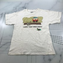 Vintage South Park T Shirt Mens Large White Yeahhh I Want Cheesy Poofs 1997 - £36.56 GBP