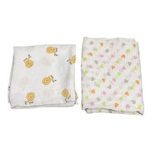 Muslin Cotton Baby Swaddle Blankets Lot of 2 Baby Girl Gift Lion And Hea... - $23.36