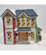 VINTAGE Winter Valley Lighted Library 6&quot; Ceramic Christmas Holiday Decor... - $22.09