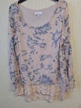 apricot Mesh Floral top For Women Size 12 Express Shipping - £17.57 GBP