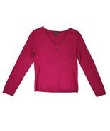 Madison Studio Women&#39;s M 100% Cashmere V-Neck Pink Fuchsia Sweater Prepp... - $29.03