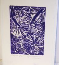 Purple Yo-Yo - Original linoleum print by Julie Miscera 5x7&quot; unmatted - £9.93 GBP