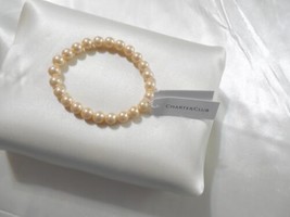 Charter Club 7&quot; Peach Simulated Pearl Stretch Bracelet Y579 - £9.73 GBP