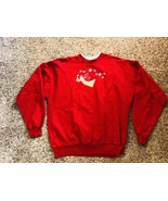 Hanes Comfort Blend  Red Angel Snowflakes Sweatshirt Womans Size XL Vint... - £11.65 GBP