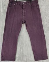 Levis 501 Jeans Mens 42 x 30 Purple Denim Distressed Casualcore Button F... - £53.80 GBP