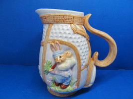 Fitz And Floyd Omnibus Golfing Bunny 1.5 Quart Pitcher In Very Good Cond... - $29.00