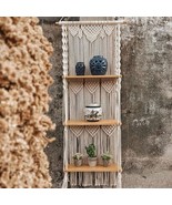 Three-Tier Macrame Bathroom Shelves, Handmade Bohemian Floating Shelves For - $972.69 MXN