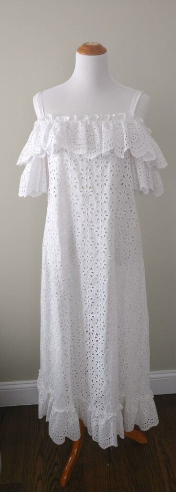 Jill Stuart Eyelet Ruffle Midi White Dress Sample Size, One Size S - L NEW! - $84.14