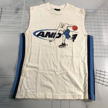 Vintage AND1 T Shirt Boys Large 14 16 White Basketball Blue Baller Dude ... - $23.12