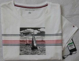 Tommy Hilfiger Women`s T Shirt L White Graphic Print Sailing Ship Cotton... - £31.44 GBP
