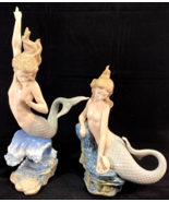 PAIR of LLADRO &quot;SEAMAIDS&quot; PORCELAIN WOMEN MERMAID FIGURINE - 1976 &amp; 1978 - $36,815.06 MXN