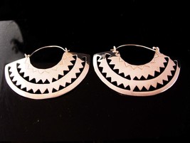 BIG cleopatra sterling earrings - Vintage Deco signed hoop Earrings - me... - $125.00