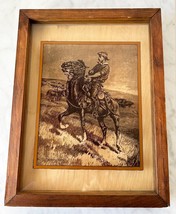 Lucid Lines Remington Old West Cowboy Print Photography on Glass in Wood... - $56.95