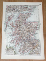 1912 Original Antique Map Of Scotland / Glasgow Edinburgh Aberdeen - £13.40 GBP