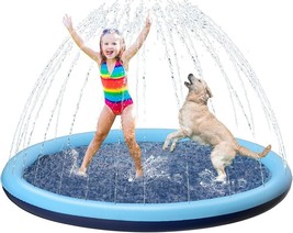 Kids Dog Splash Pad Sprinkler - Non Slip Dog Sprinkler Pad Splash (59&quot;,Blue) - £11.59 GBP