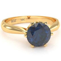 Crown Setting Lab-Created Sapphire Engagement Ring In 14k Yellow Gold - £320.68 GBP