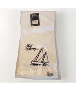 Kitchen Towel Set of 4 Waffle White Cotton Embroidered Nautical Sail Boa... - $38.83 CAD