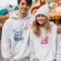 Couple&#39;s Sweatshirt - I love you too / Teddy Bear, Adorable Cute Animal Hoodie - £31.97 GBP