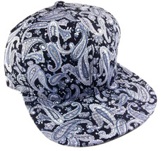 Black Grey Floral Paisley All Over Print Snapback Hat Cap Retro Bandana Print - £7.59 GBP