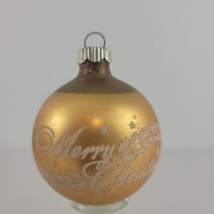 Gold Shiny Brite Stenciled Ornament Ball Merry XMAS Mercury Glass 2&quot; EVC USA - £9.55 GBP