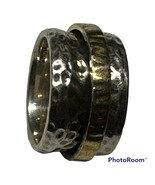 Spinner Ring, Mens Ring, rustic fidget ring, Silver gold Wedding Band sz... - $4,116.18 MXN