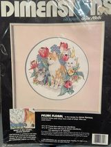 1990 Dimension No Count Cross Stitch "Feline FLoral" 12" X 12" *NEW* b2 - $15.99