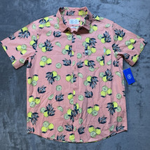 Hurley Mens Short Sleeve Shirt Button Up Peach Grapefruit Lemon AOP Size... - $25.00