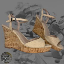Charles by Charles David Womens Nude Ankle Strap Cork Heels Wedge Sandals Sz 9.5 - £42.92 GBP