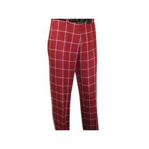 Men INSERCH premium Soft Cool Linen  2pc Walking Leisure suit 7098 Red Plaid image 6